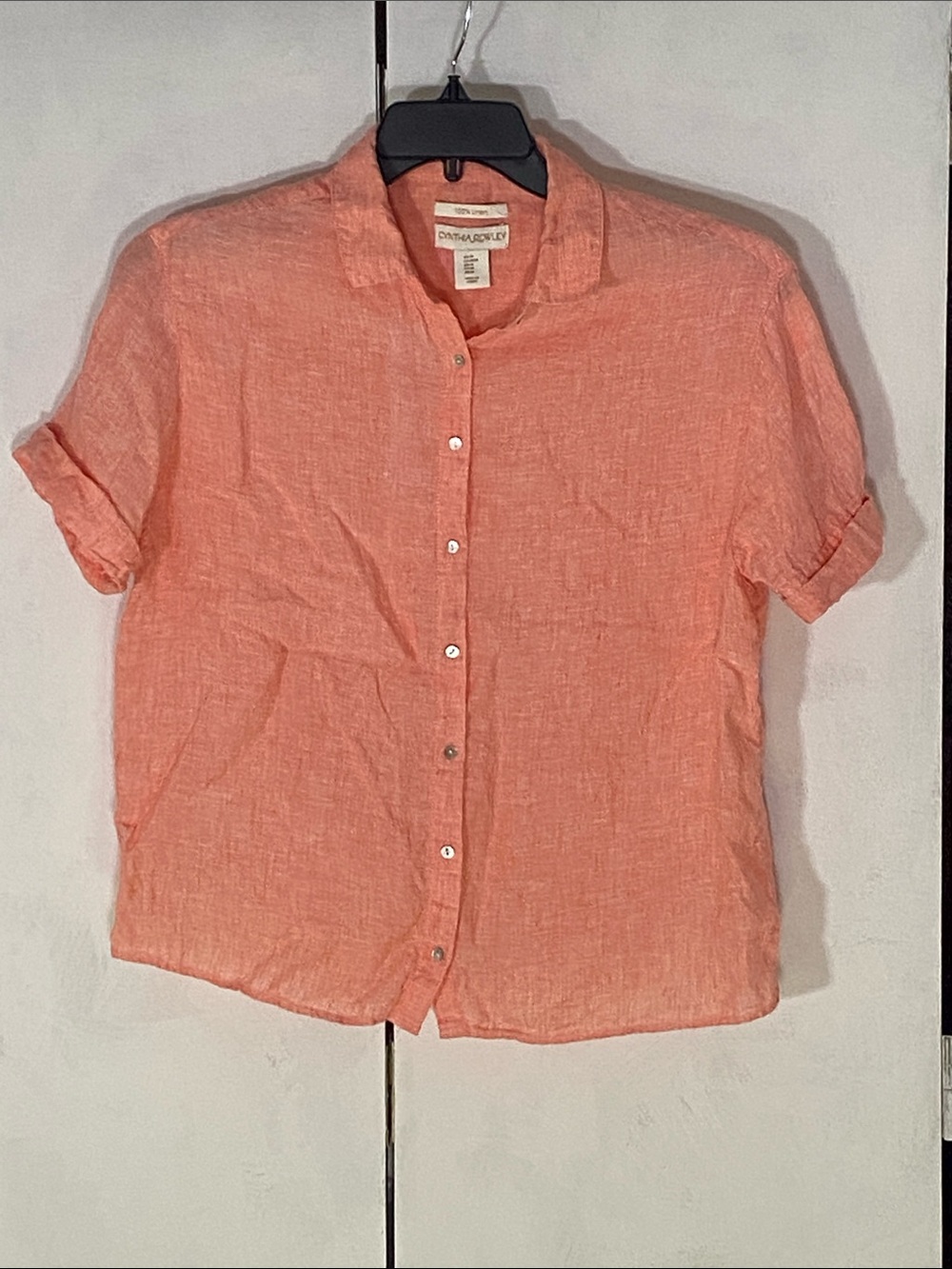Cynthia Rowley Coral Button-Down Linen Shirt